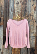 Dylan Dylan L/S Deep V-Tee Blush