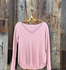 Dylan Dylan L/S Deep V-Tee Blush