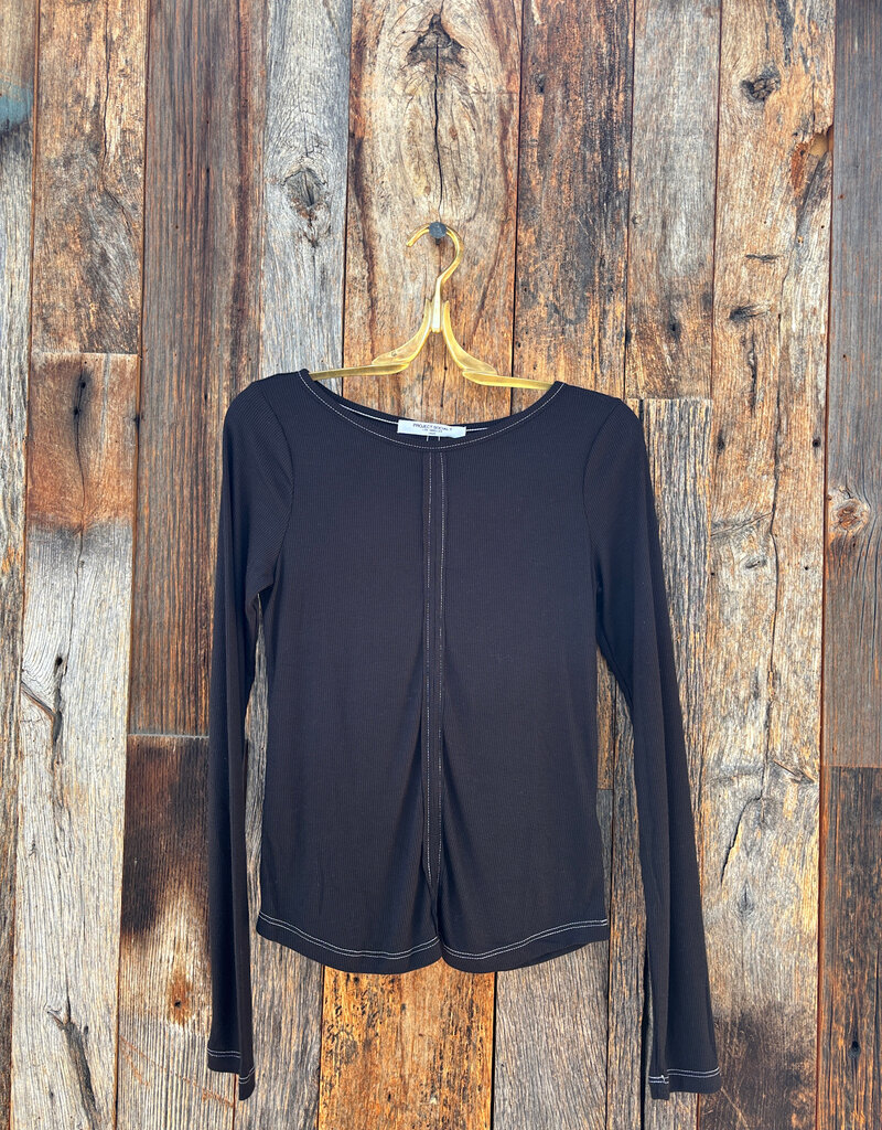 Project Social T Project Social T Yoko Boatneck Rib L/S Black