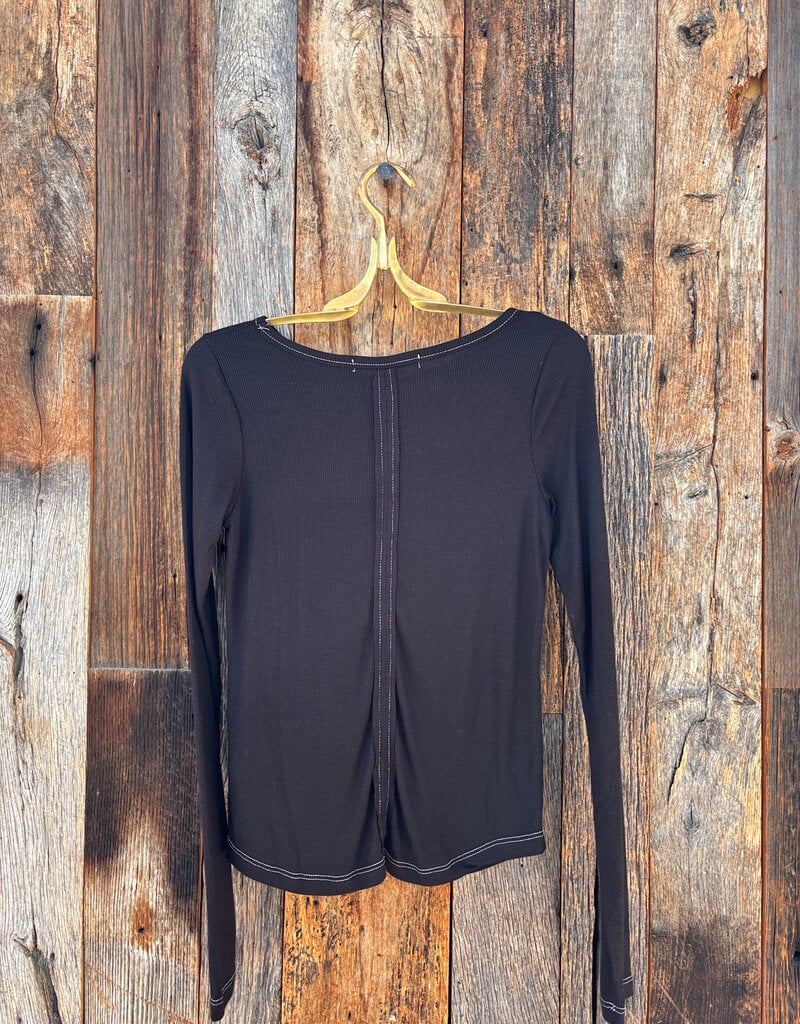 Project Social T Project Social T Yoko Boatneck Rib L/S Black