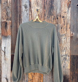 Project Social T Project Social T Time to Chill Mock Neck Sweatshirt Dusty Olive