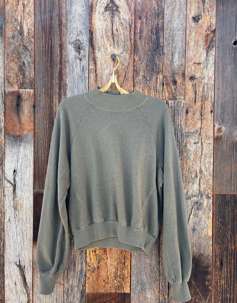 Project Social T Project Social T Time to Chill Mock Neck Sweatshirt Dusty Olive