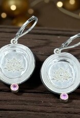 Ashton Handcrafted Jewelry Ashton SS Lotus Flower w/ Pink Sapphires Earrings