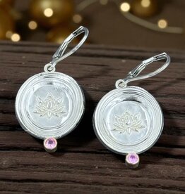 Ashton Handcrafted Jewelry Ashton SS Lotus Flower w/ Pink Sapphires Earrings