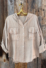 Milio Milano Milio Milano Fringe Hem Button Down Beige