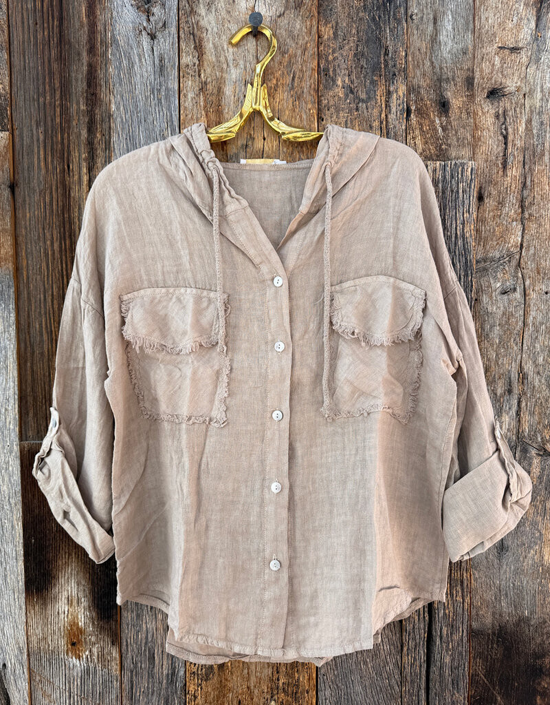 Milio Milano Milio Milano Fringe Hem Button Down Beige