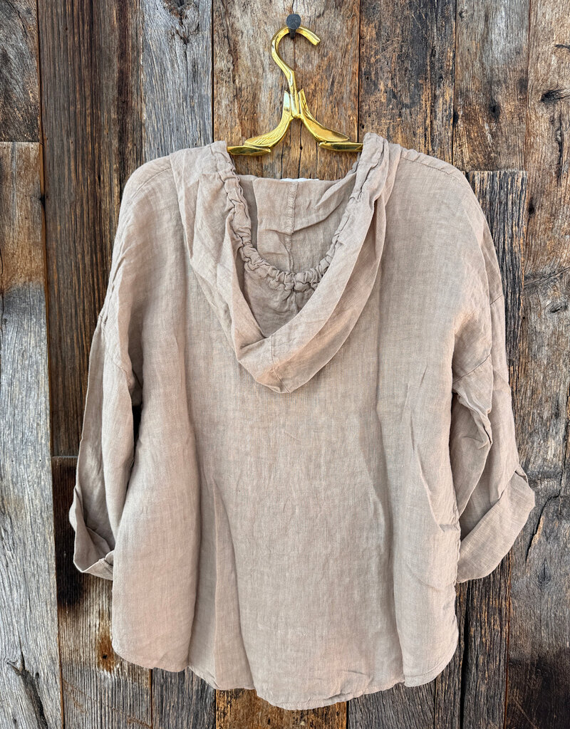 Milio Milano Milio Milano Fringe Hem Button Down Beige
