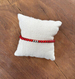 Minetta White Hearts w/ 3 "Pecos" Silver Beads