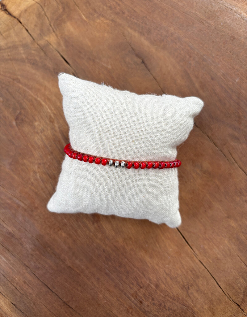 Minetta White Hearts w/ 3 "Pecos" Silver Beads