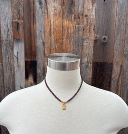 Minetta Black 18k Gold Bead w/ Vermillion Pendant