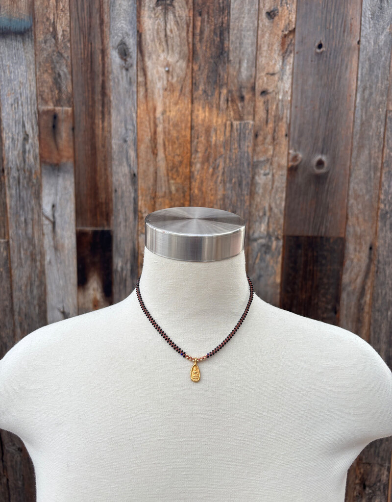 Minetta Black 18k Gold Bead w/ Vermillion Pendant