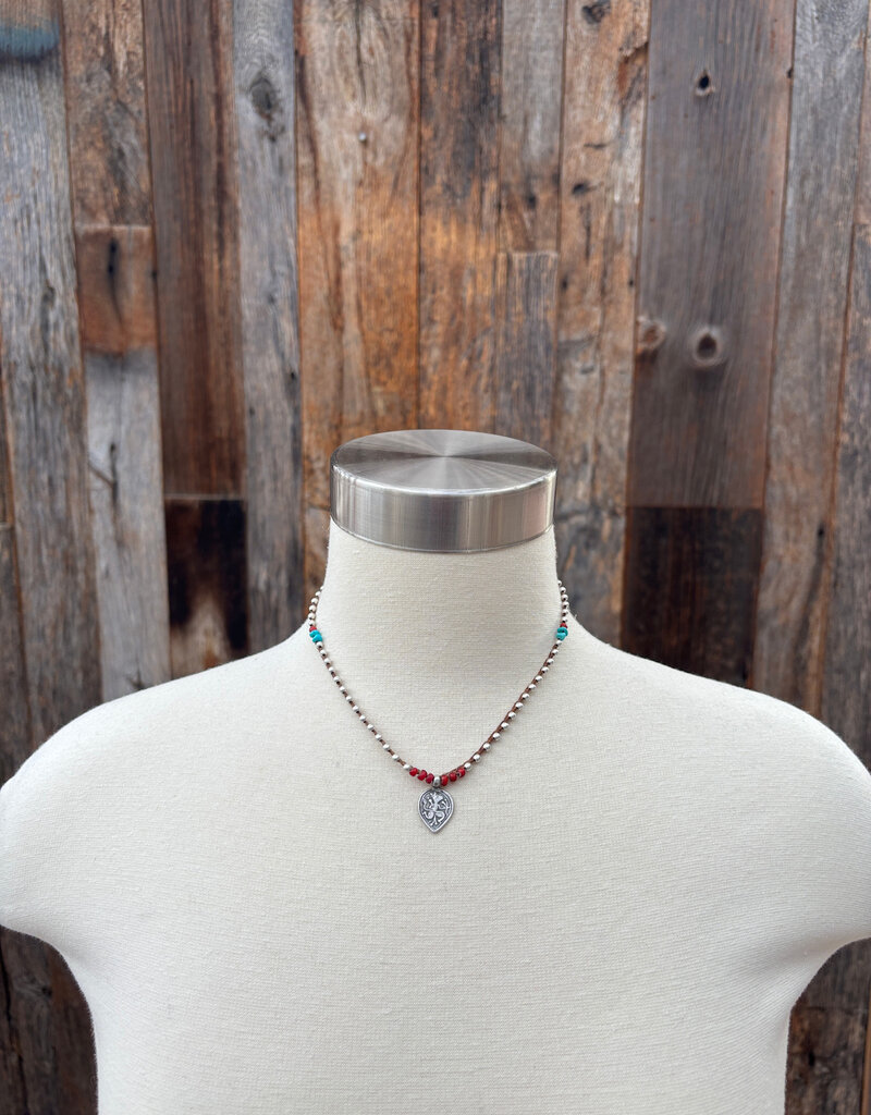 Minetta SIlver Hanuman w/ Turquoise & White Heart Accents