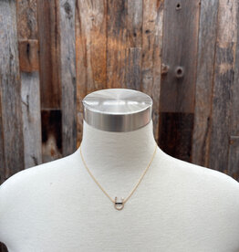 Sabina Beaded Black Spinel Horseshoe Necklace 15" GF