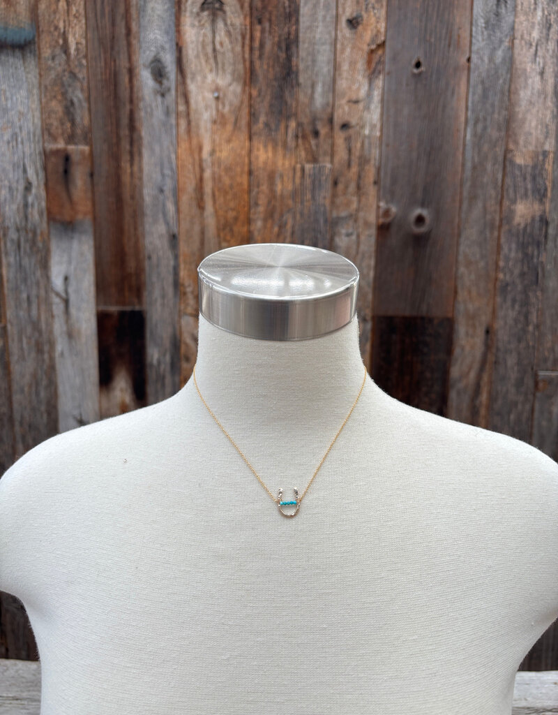 Sabina Beaded Turquoise Horseshoe Necklace 15" GF
