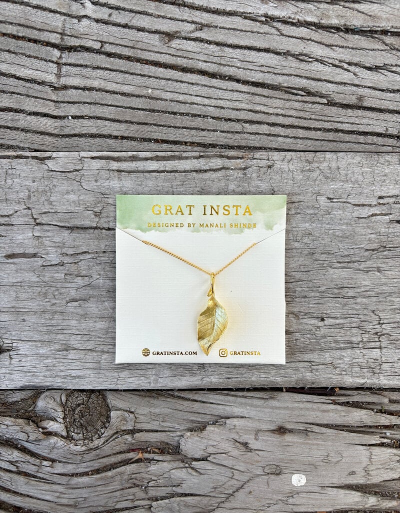 Gratinsta Gratinsta Rose Leaf Gold Pendant w/ Chain