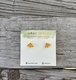 Gratinsta Gratinsta Bumblebee Citrine Gold Stud Earrings
