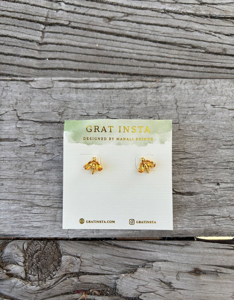 Gratinsta Gratinsta Bumblebee Citrine Gold Stud Earrings