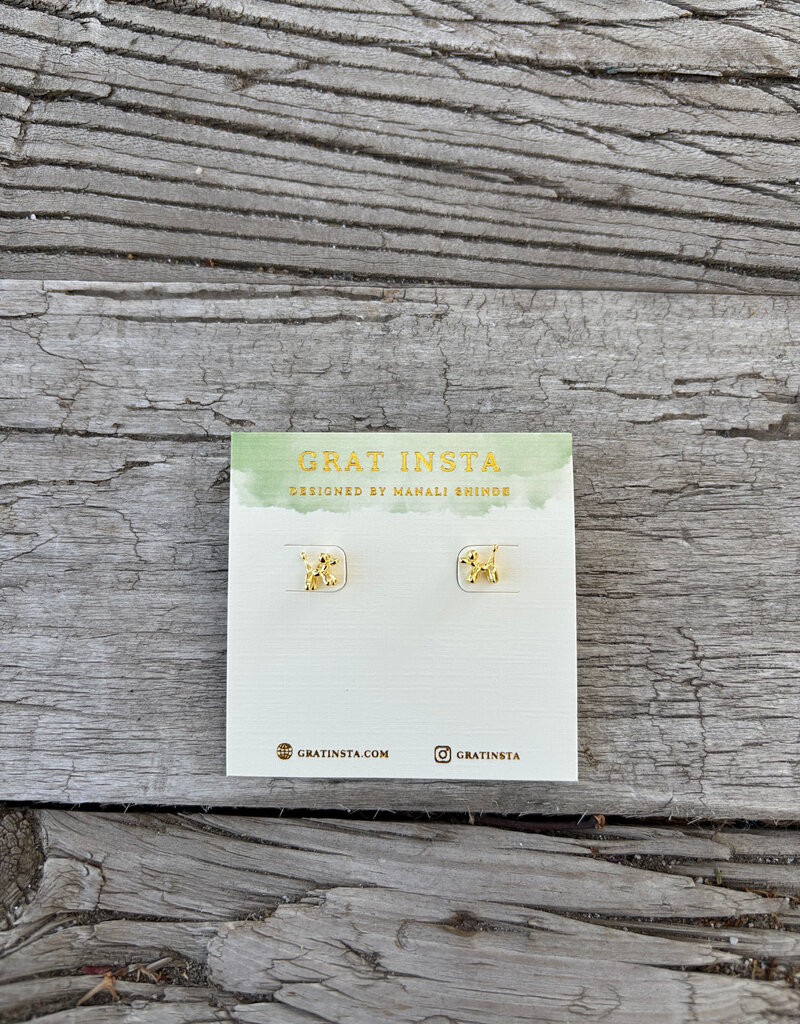 Gratinsta Gratinsta Dog Balloon Gold Stud Earrings 18K GP