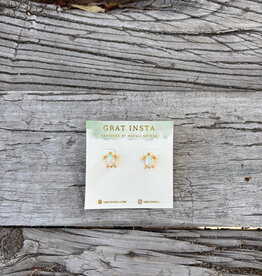 Gratinsta Gratinsta Turtle Opal Gold Stud Earrings