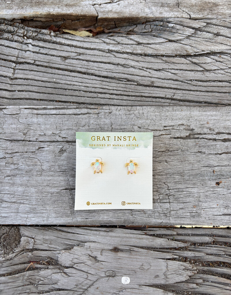 Gratinsta Gratinsta Turtle Opal Gold Stud Earrings