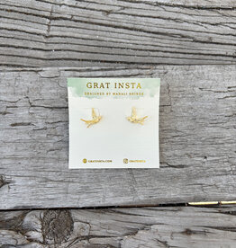 Gratinsta Gratinsta Bird Gold Stud Earrings