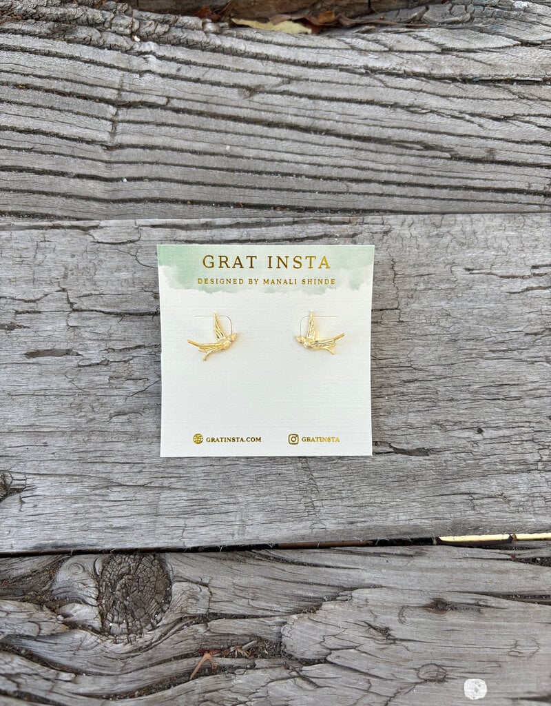 Gratinsta Gratinsta Bird Gold Stud Earrings