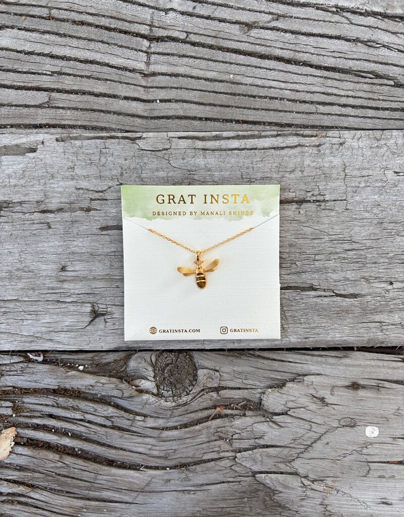Gratinsta Gratinsta Honeybee Tiger's Eye Gold Necklace