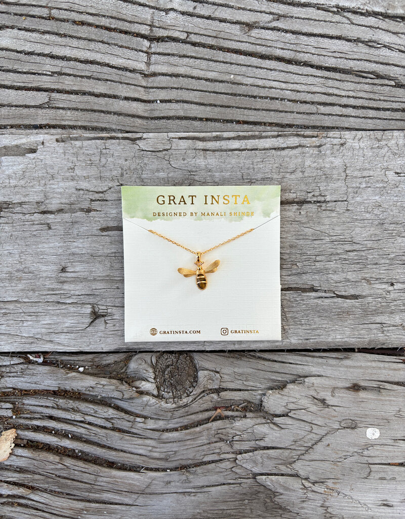 Gratinsta Gratinsta Honeybee Tiger's Eye Gold Necklace