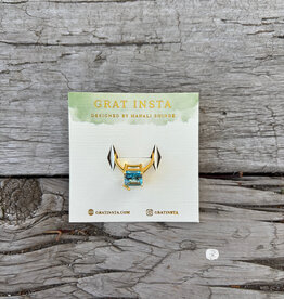Gratinsta Gratinsta Butterfly Aquamarine Gold Adjustable Ring