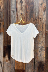 Dylan Dylan Soft Cotton Slub S/S Deep V-Tee Soft White