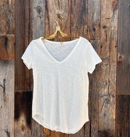 Dylan Dylan Soft Cotton Slub S/S Deep V-Tee Soft White