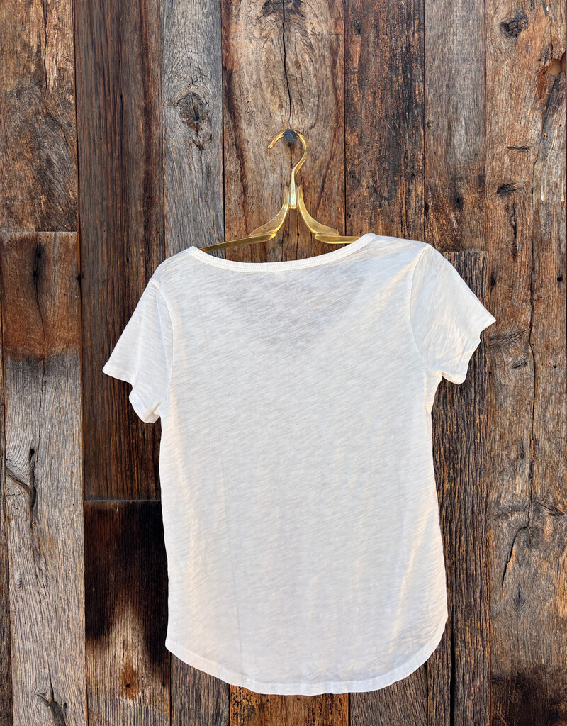 Dylan Dylan Soft Cotton Slub S/S Deep V-Tee Soft White