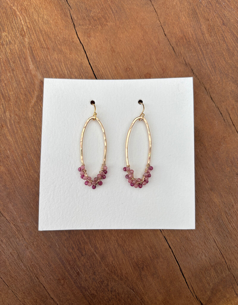 Elizabeth Nicole Elizabeth Nicole GF Oval Hoop, Rubies/Tourmaline E166