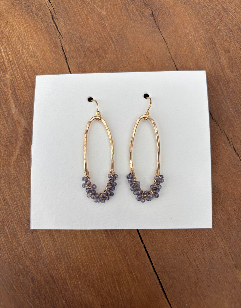 Elizabeth Nicole Elizabeth Nicole Gold Filled Oval Hoops Iolite Wrap Party E167