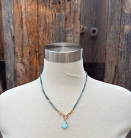 Caitlin Dunn Jewelry CDJ - Rondelle 14k GF/Moss Aqmrn/Gldn Turq - N178