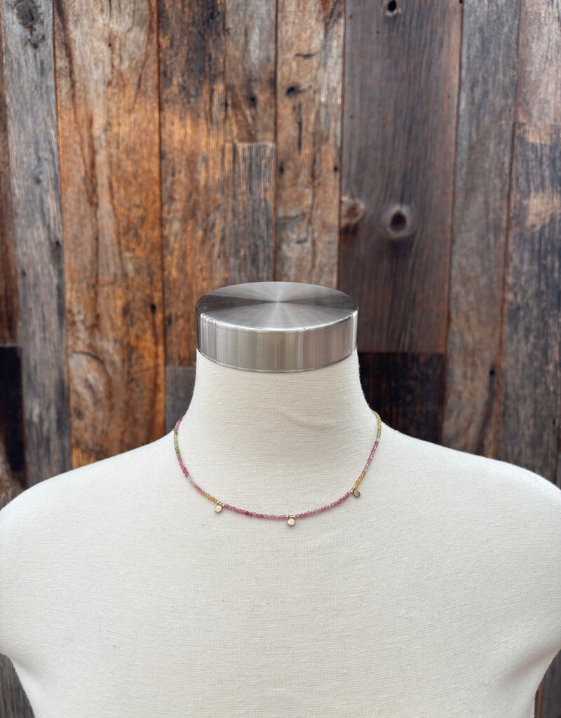 Caitlin Dunn Jewelry CDJ Zoe - Rondelle 14k GF/Brnz Drops / BL Sapp/Wtrmln Trmln - N143