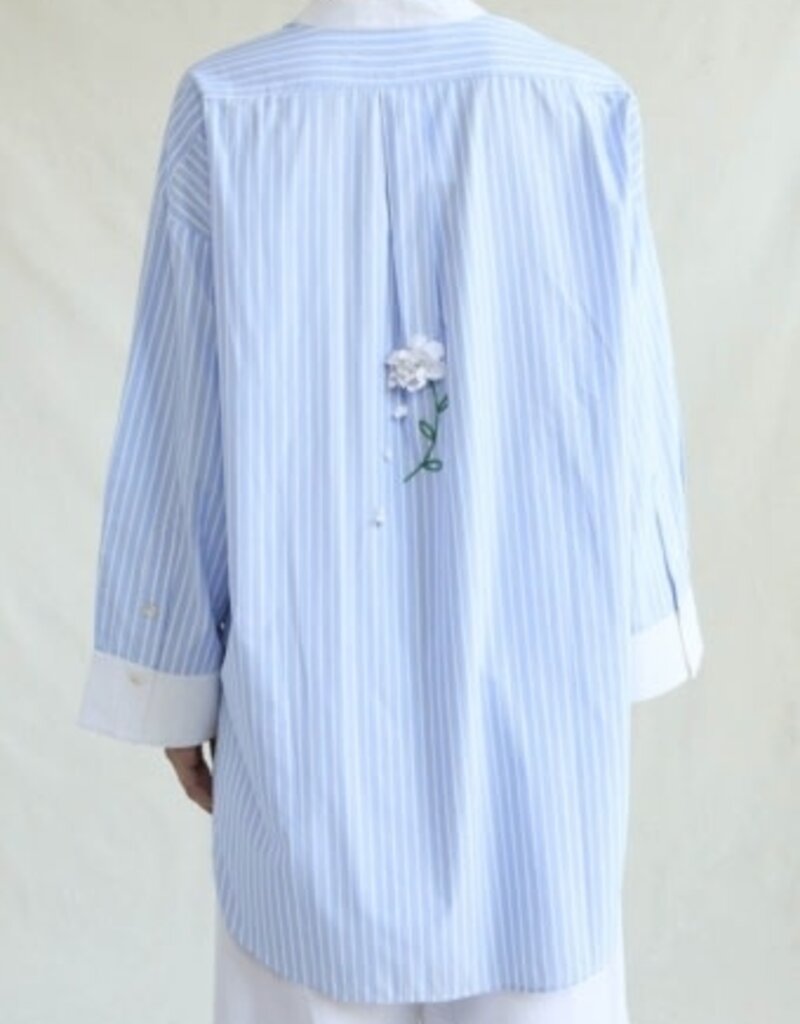 Chan Luu Falling Flower Tunic Blue Stripe 2