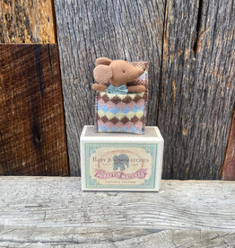 Maileg Maileg Sleepy/Wakey Baby Mouse in Matchbox Blue 17-4100-00