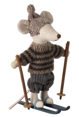 Maileg Maileg Winter Mouse with Ski Set Big Brother Grey