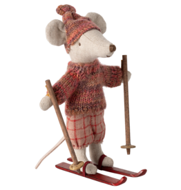 Maileg Maileg Winter Mouse with Ski Set Big Sister Rose