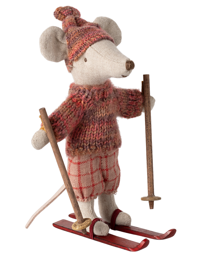Maileg Maileg Winter Mouse with Ski Set Big Sister Rose