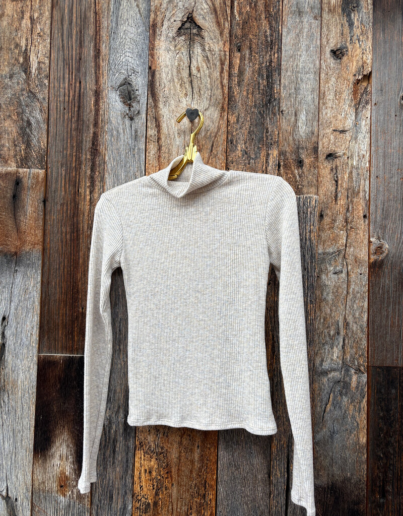 Perfect White Tee Noelle Sweater Rib Turtle Neck Oatmeal