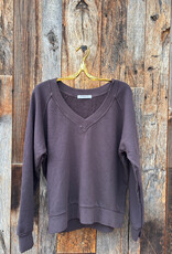 Perfect White Tee Terry V-Neck Sweatshirt Cocoa Powder