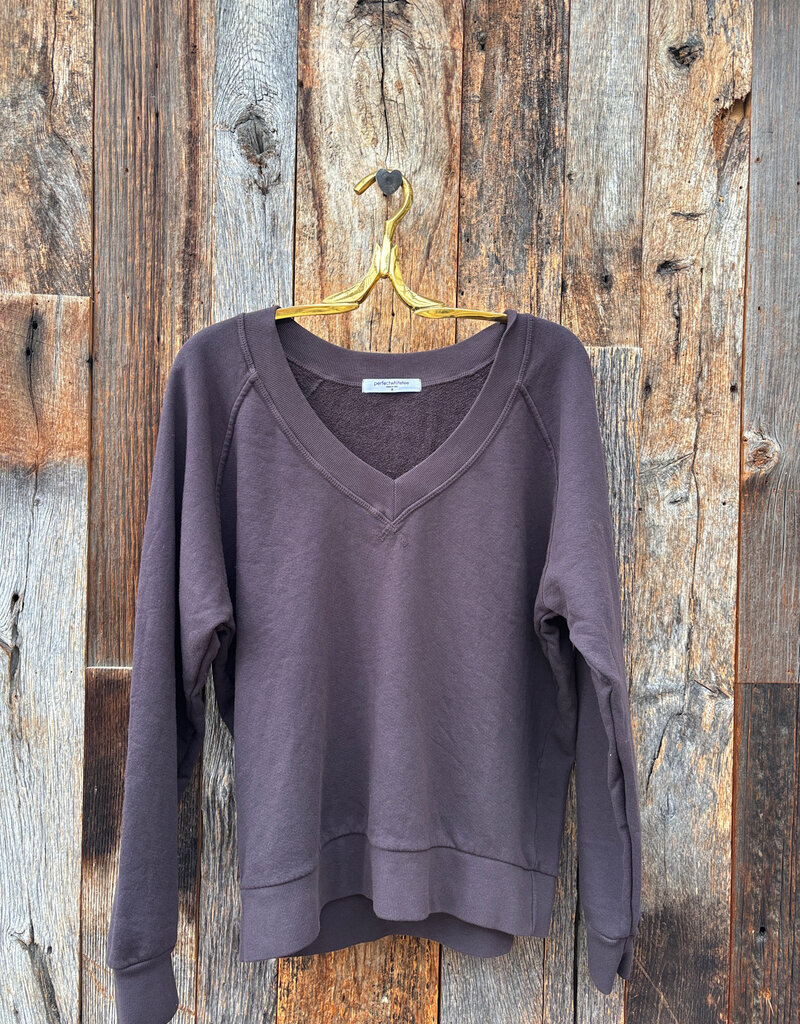 Perfect White Tee Terry V-Neck Sweatshirt Cocoa Powder