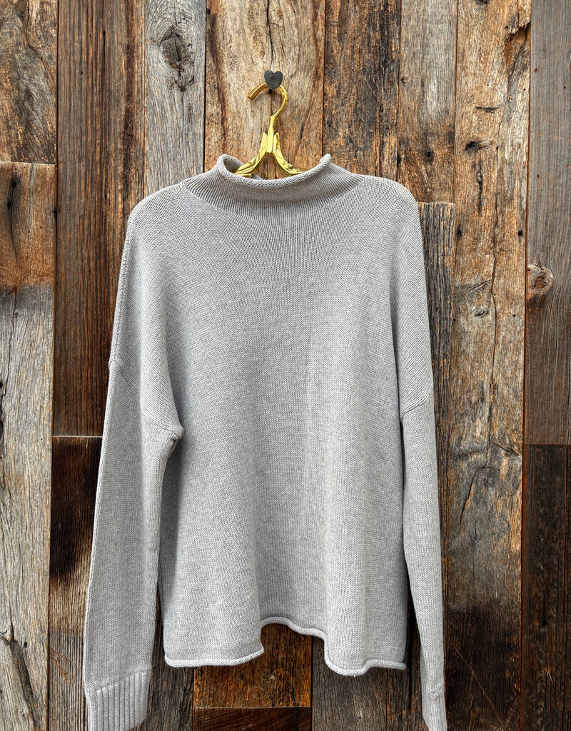 Perfect White Tee Nova Cashmere Roll Neck Sweater Heather Grey