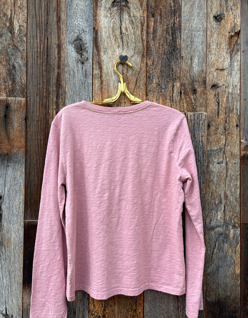 Dylan Dylan Blanket Stitch Classic Tee Vintage Pink