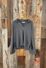 Project Social T Project Social T Shea Brushed Rib Collared Pullover Charcoal