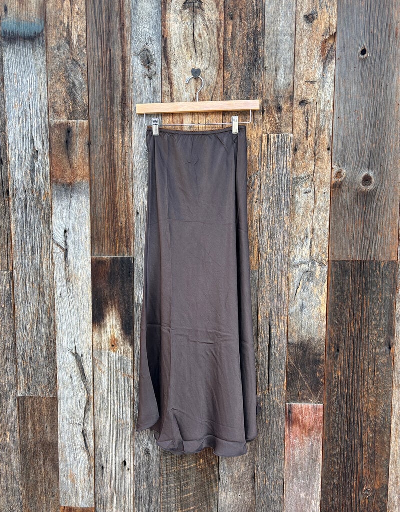 Milio Milano Milio Milano Silky/Viscose/Rayon Slip Skirt Chocolate Brown