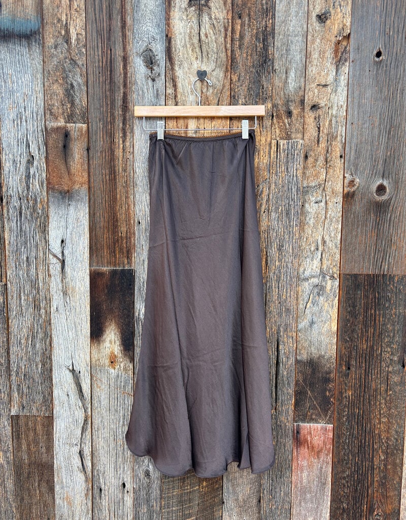 Milio Milano Milio Milano Silky/Viscose/Rayon Slip Skirt Chocolate Brown