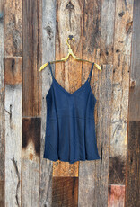 Milio Milano Milio Milano Adjustable Strap Silky Tank Top Navy Blue